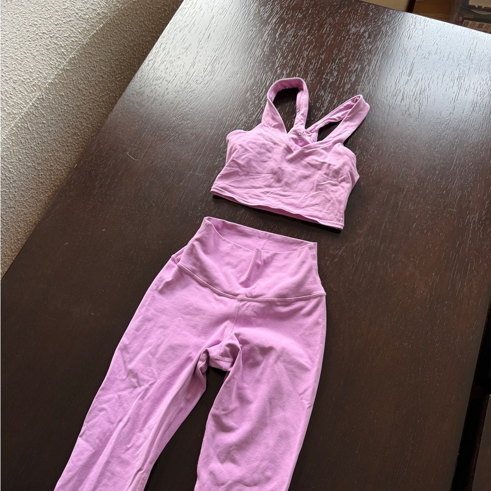ALO Yoga Pink Leggings and Top Set